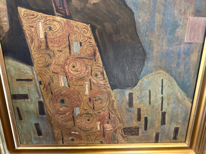 Austrian Painting Portrait Of lady oil on canvas Signed Gustav Klimt Framed Art
