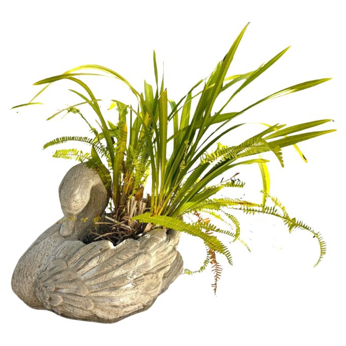 Big Garden Swan Hand Crafted Planter Jardinière Center Piece Rustic Focal Point.