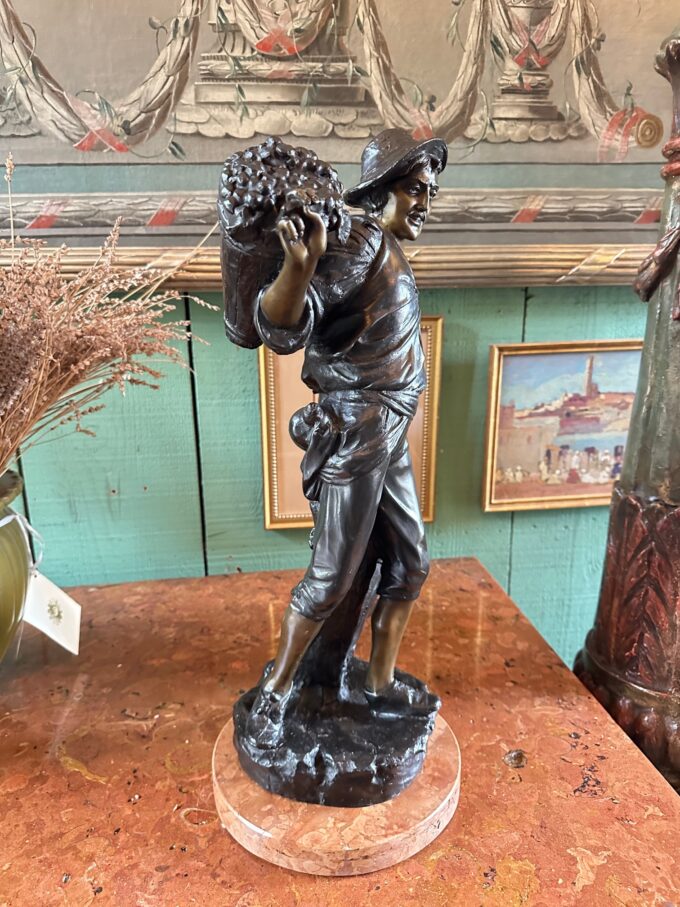 Mounted Sculpture Bust Bronze on Marble Base Bibelot Decorative Center Art Piece