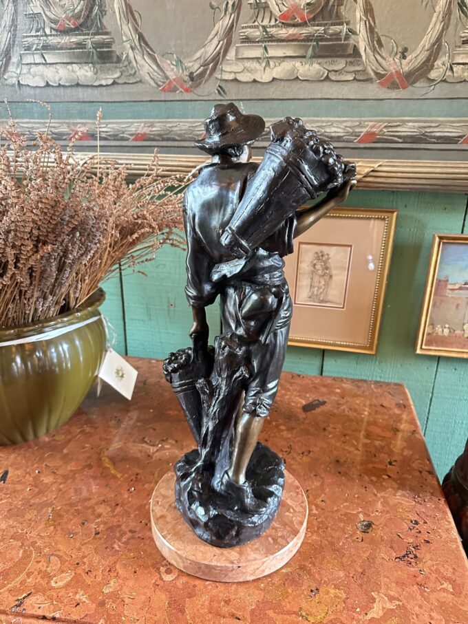 Mounted Sculpture Bust Bronze on Marble Base Bibelot Decorative Center Art Piece