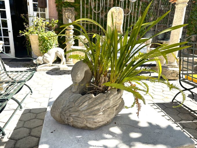 Big Garden Swan Hand Crafted Planter Jardinière Center Piece Rustic Focal Point.
