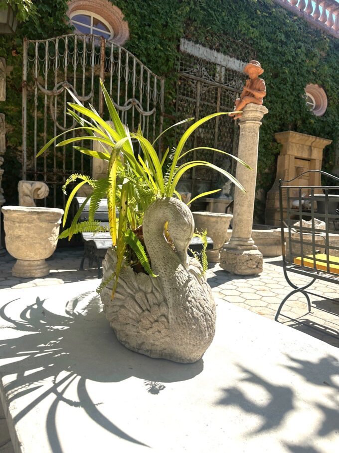 Big Garden Swan Hand Crafted Planter Jardinière Center Piece Rustic Focal Point.