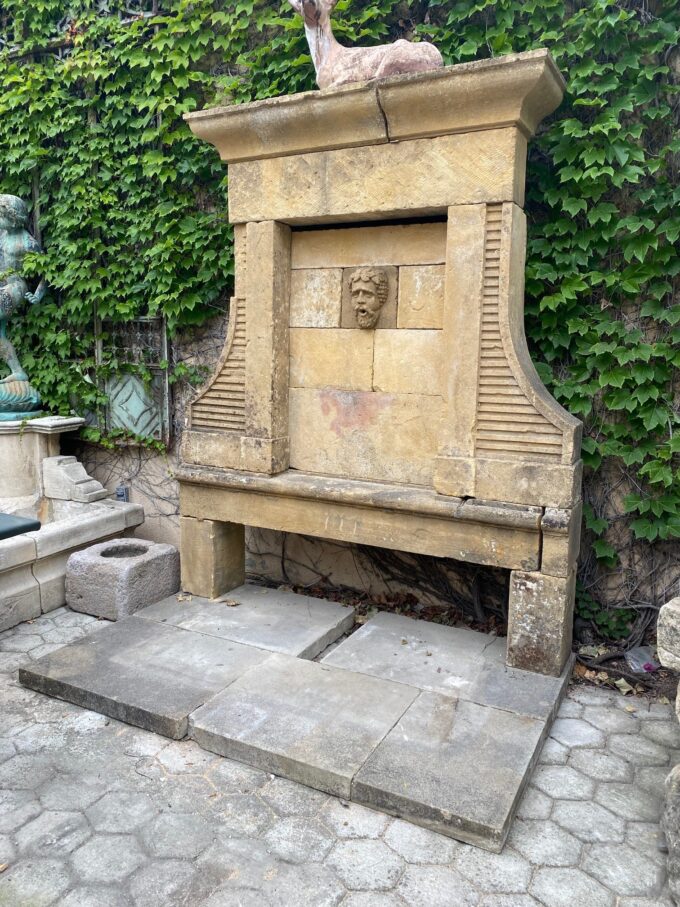 19th Century large Antique Carved Stone Wall mount Water Fountain Feature Basin