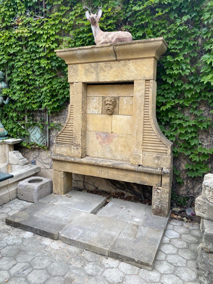 19th Century large Antique Carved Stone Wall mount Water Fountain Feature Basin