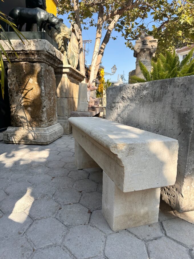Hand Carved Stone Rustic Garden Bench Seat Antique Indoor Outdoor Landscape CA