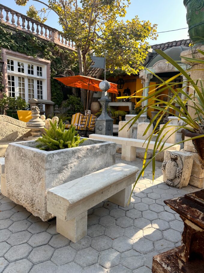 Hand Carved Stone Rustic Garden Bench Seat Antique Indoor Outdoor Landscape CA
