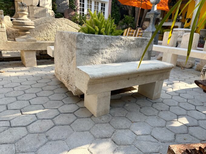 Hand Carved Stone Rustic Garden Bench Seat Antique Indoor Outdoor Landscape CA
