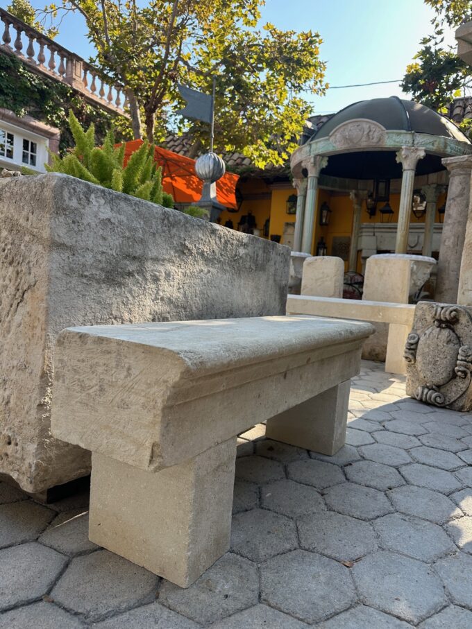 Hand Carved Stone Rustic Garden Bench Seat Antique Indoor Outdoor Landscape CA