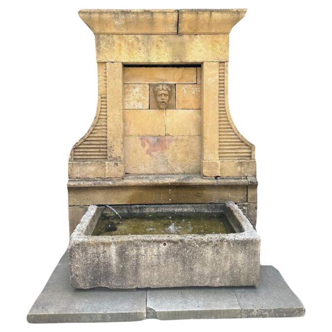 19th Century large Antique Carved Stone Wall mount Water Fountain Feature Basin