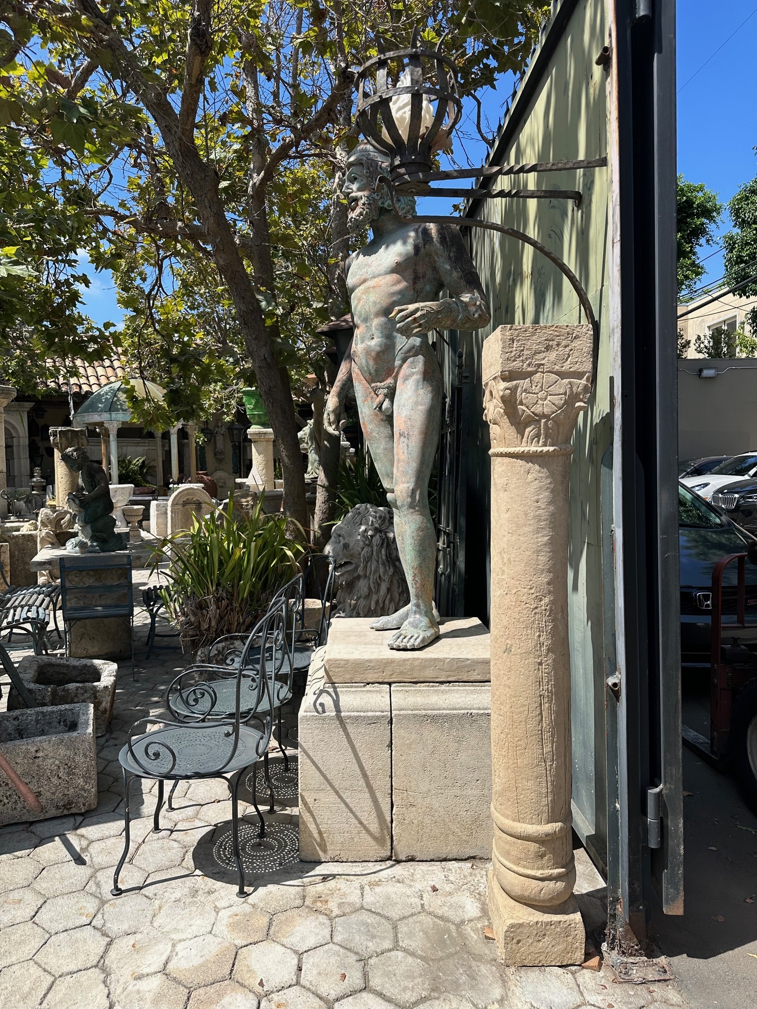 Antique Hand Carved Stone Garden Pillars Columns Posts & Base Pedestal Dealer LA