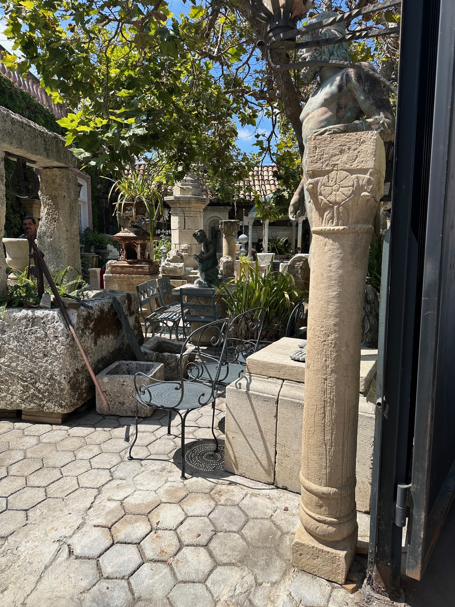 Antique Hand Carved Stone Garden Pillars Columns Posts & Base Pedestal Dealer LA