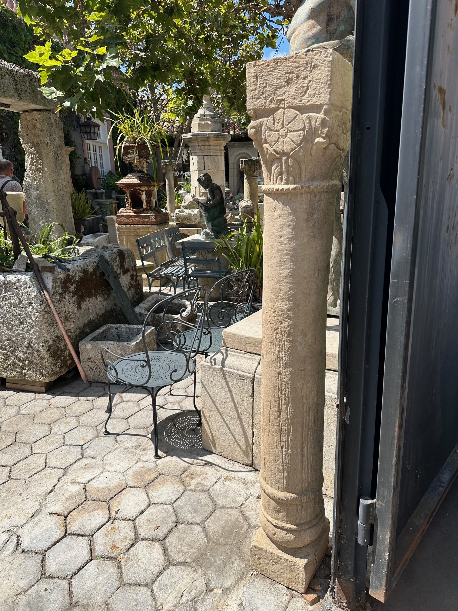 Antique Hand Carved Stone Garden Pillars Columns Posts & Base Pedestal Dealer LA