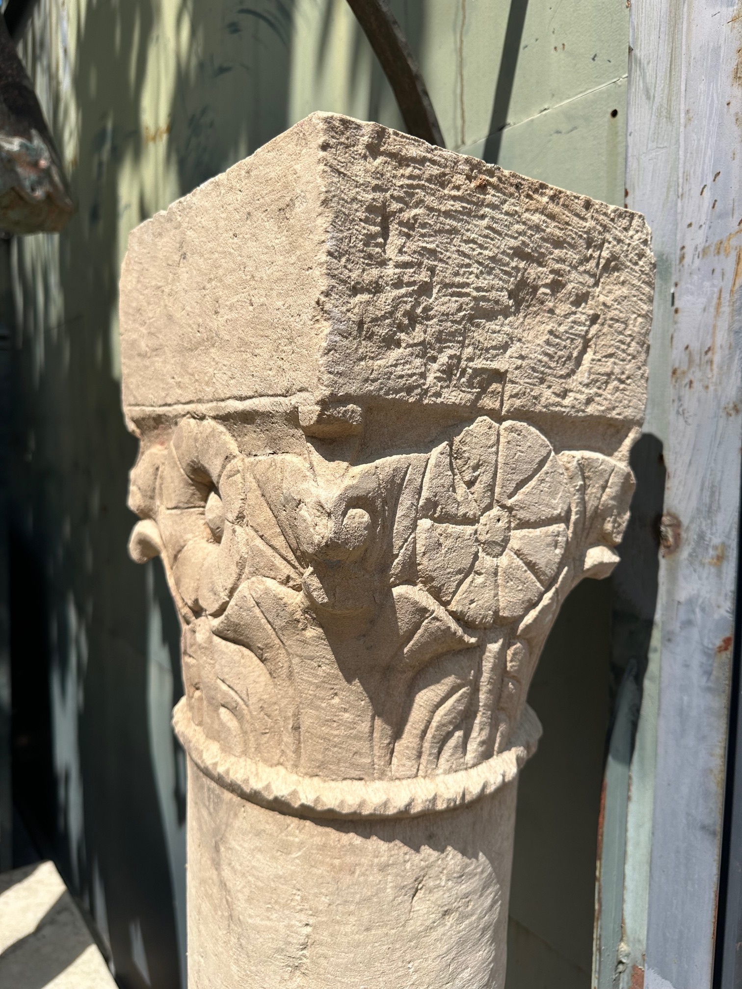 Antique Hand Carved Stone Garden Pillars Columns Posts & Base Pedestal Dealer LA