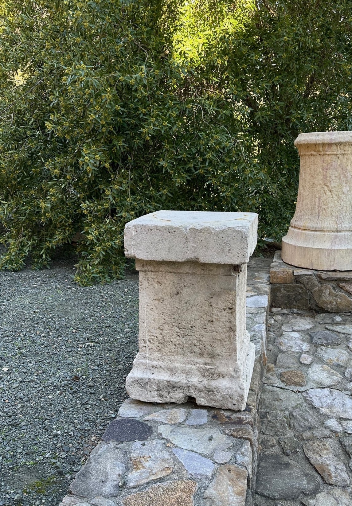 Hand Carved Stone Pedestal Column Post Fountain Base Center block center piece